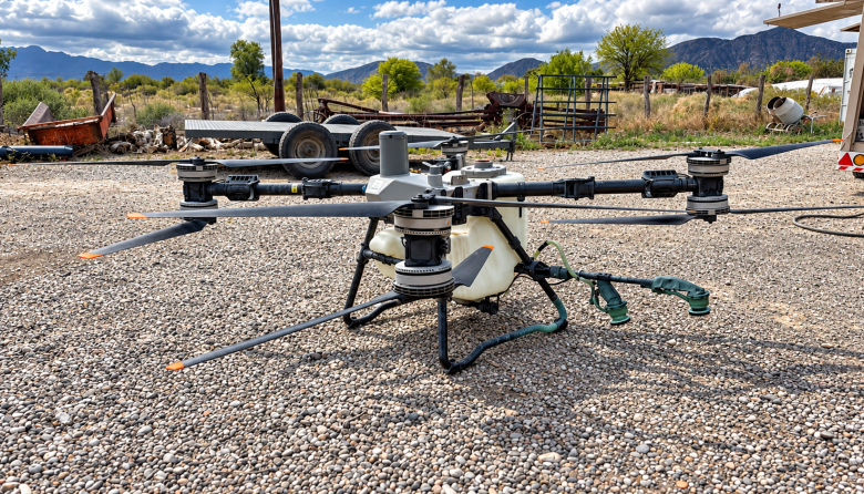 Con tecnología de última generación y drones, realizaron tareas de fumigación en quintas de productores membrilleros de Jáchal