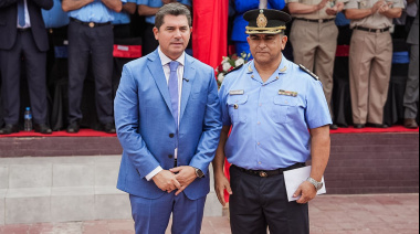 Orrego encabezó el relevo del subjefe policial, presentó la nueva plana mayor y entregó movilidades para la seguridad en San Juan
