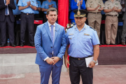 Orrego encabezó el relevo del subjefe policial, presentó la nueva plana mayor y entregó movilidades para la seguridad en San Juan
